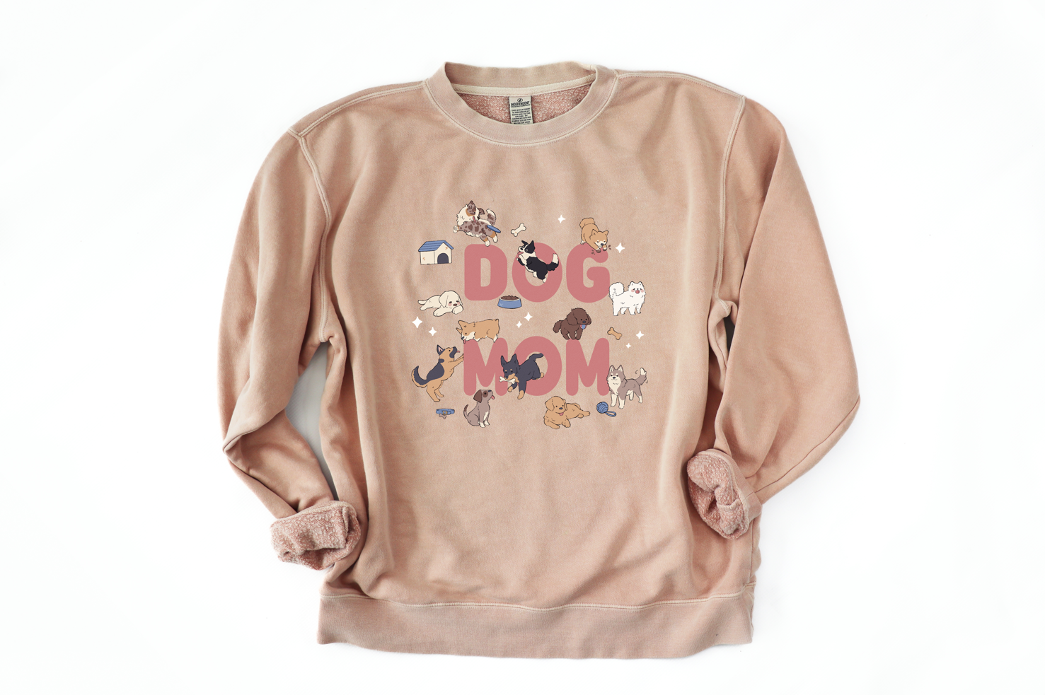 Dog Mom - Crewneck Sweater - Dusty Pink